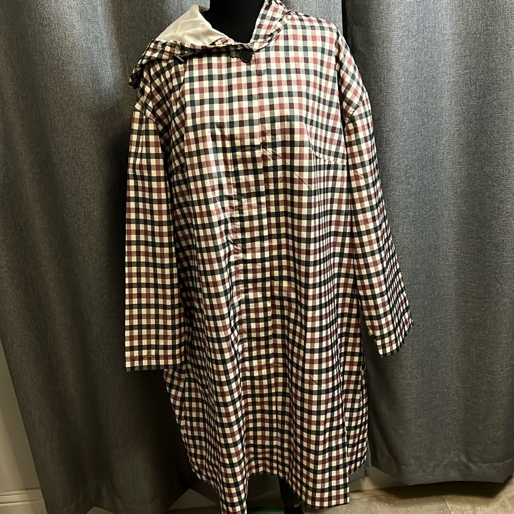 Burgundy cream trench rain coat